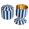 Blue & White Mother of Pearl Storage Jar - Handmade Brass Decorative Canister