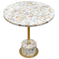 Mother of Pearl Side Table - Handcrafted Brass Accent | Luxury Bedside