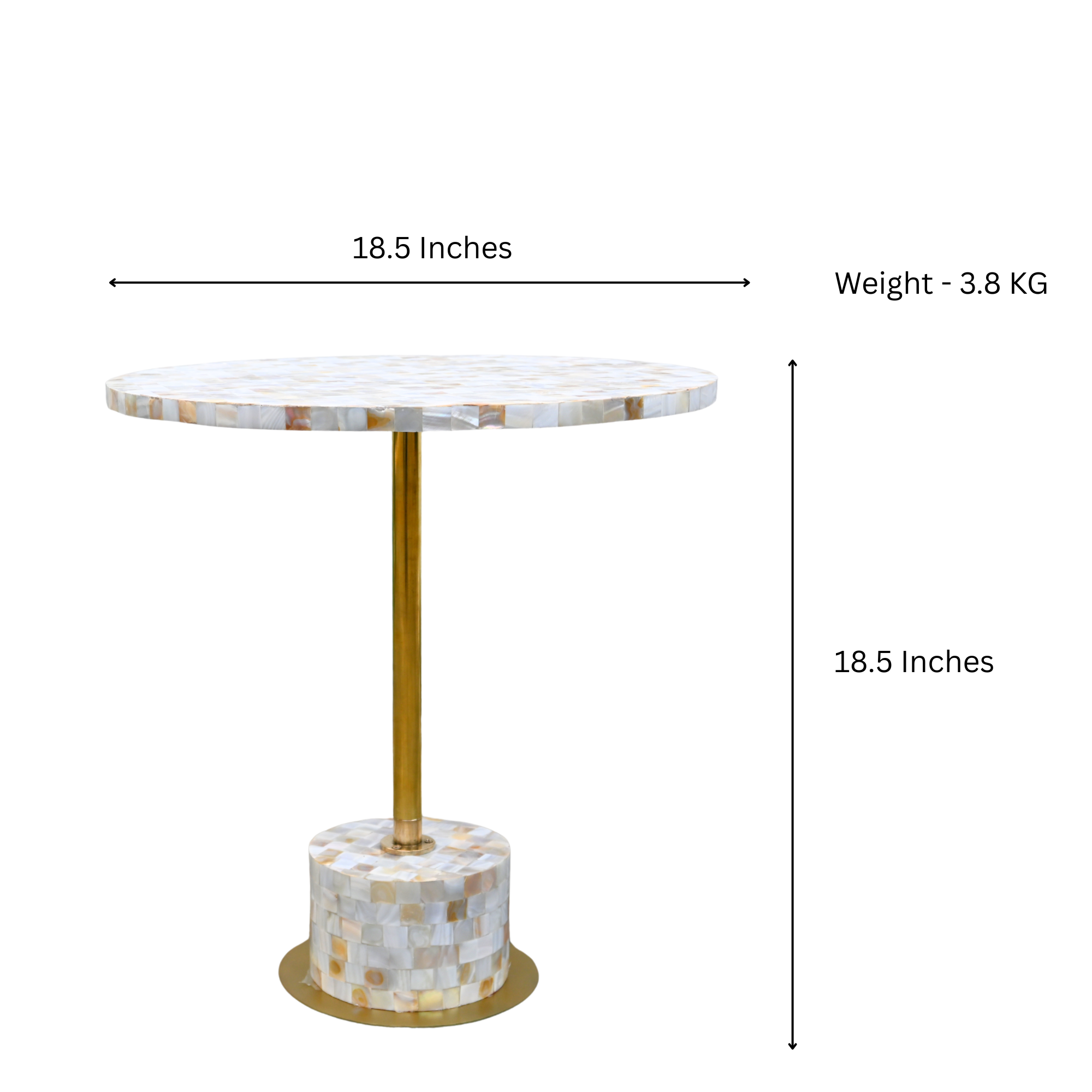 Mother of Pearl Side Table - Handcrafted Brass Accent | Luxury Bedside