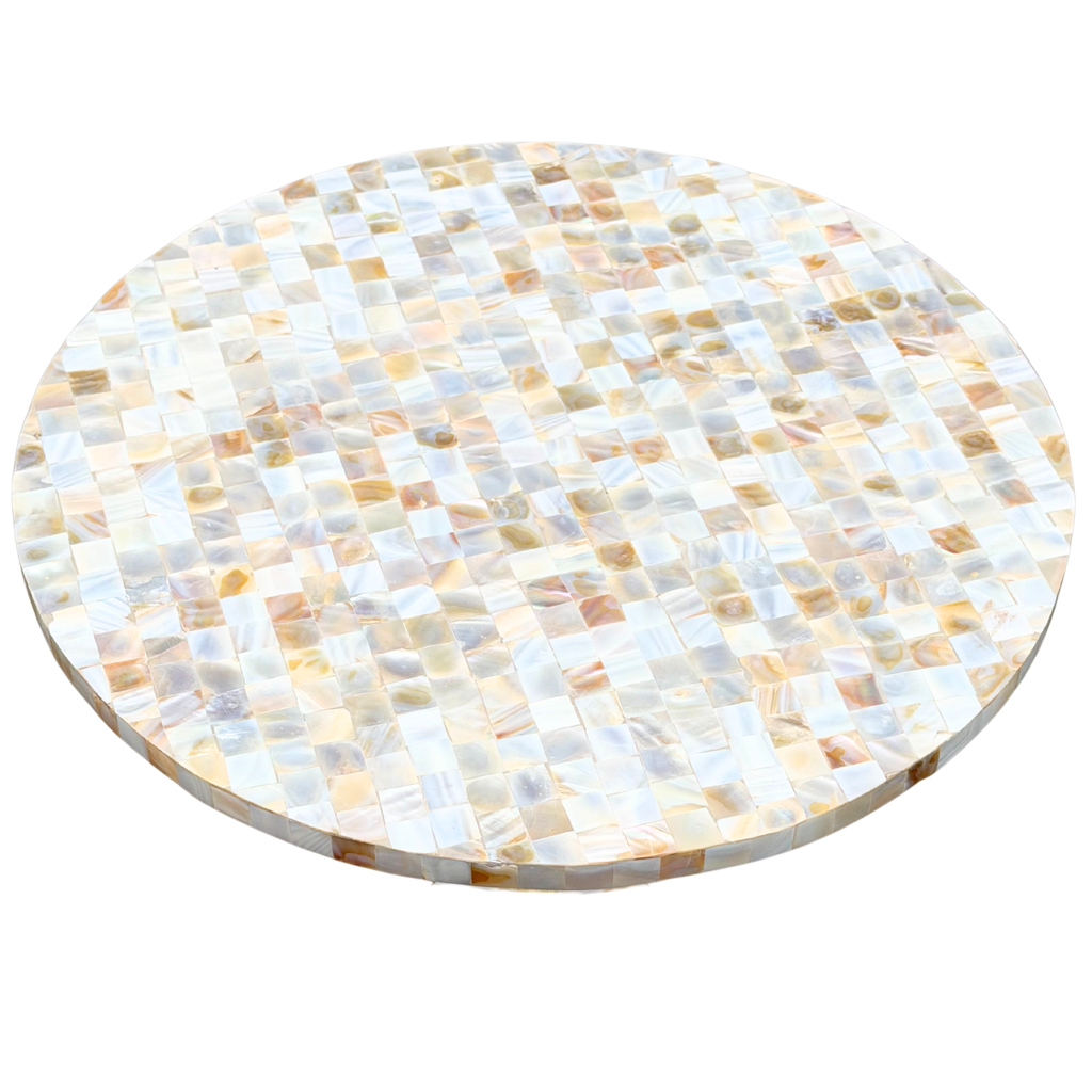 Mother of Pearl Side Table - Handcrafted Brass Accent | Luxury Bedside