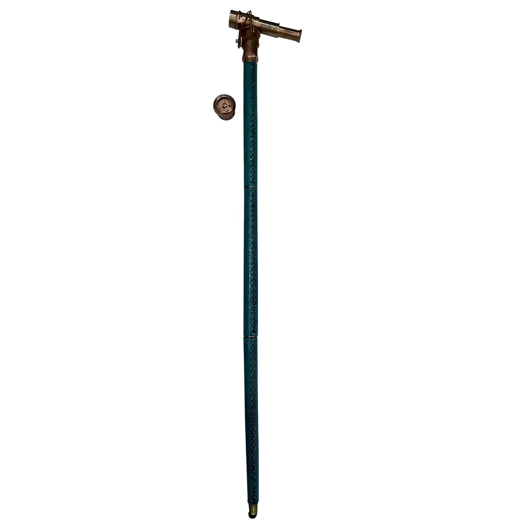 Victorian Brass Handle Walking Stick - Foldable Rosewood Cane with Hidden Telescope