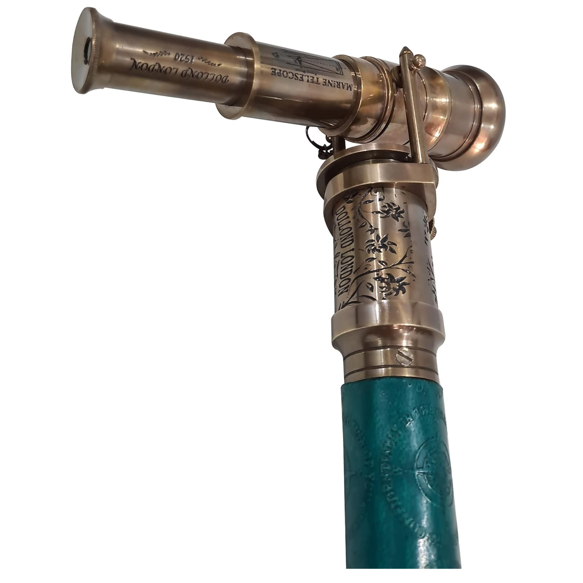 Victorian Brass Handle Walking Stick - Foldable Rosewood Cane with Hidden Telescope