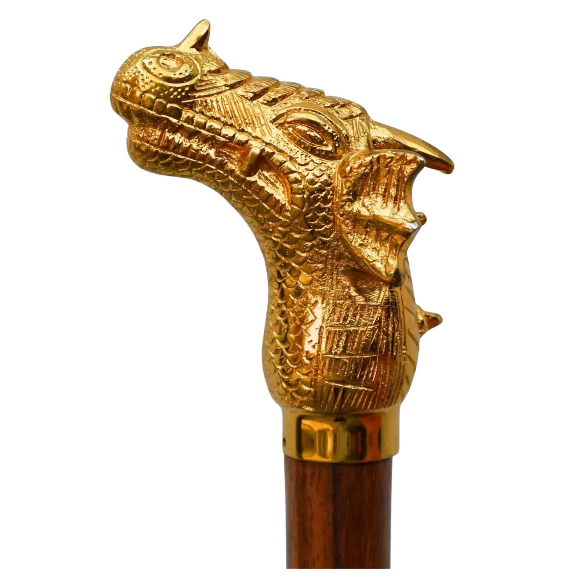 Brass Dragon Walking Cane - Gothic Royal Decor Vintage Collectible