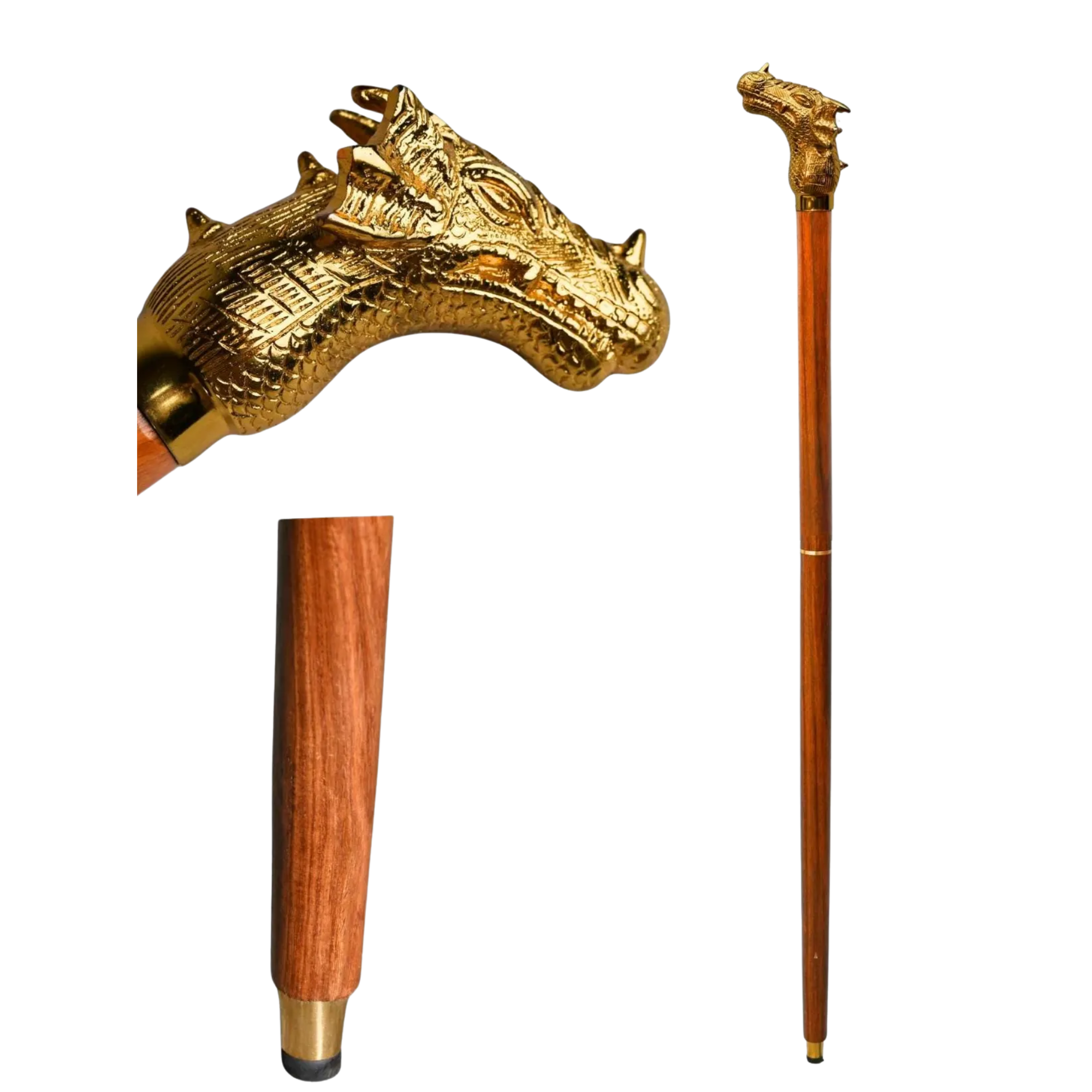 Brass Dragon Walking Cane - Gothic Royal Decor Vintage Collectible