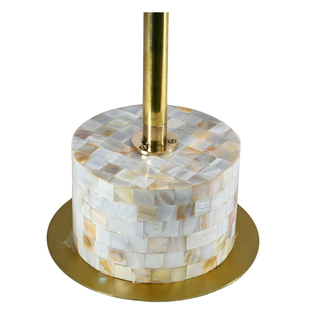 Mother of Pearl Side Table - Handcrafted Brass Accent | Luxury Bedside