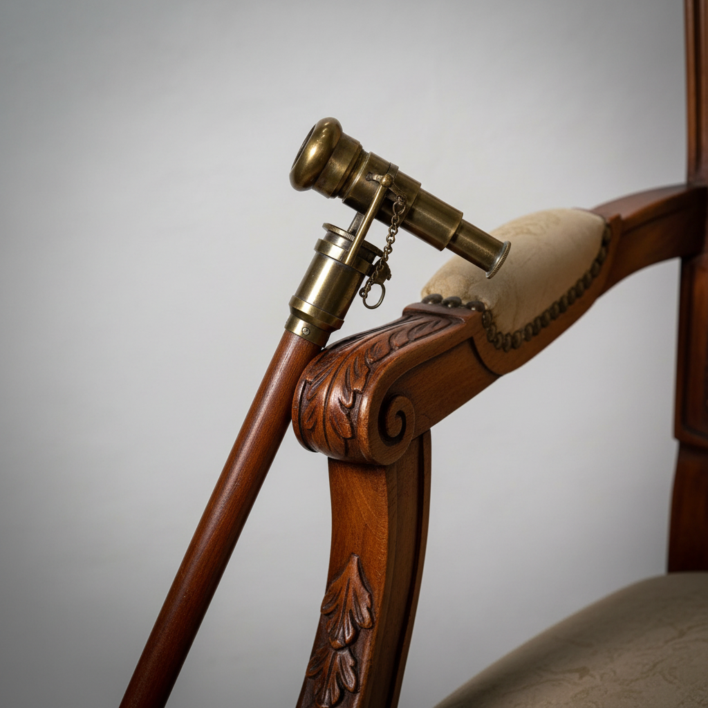Antique Brass Spyglass Walking Cane - Nautical Telescope Vintage Walking Stick