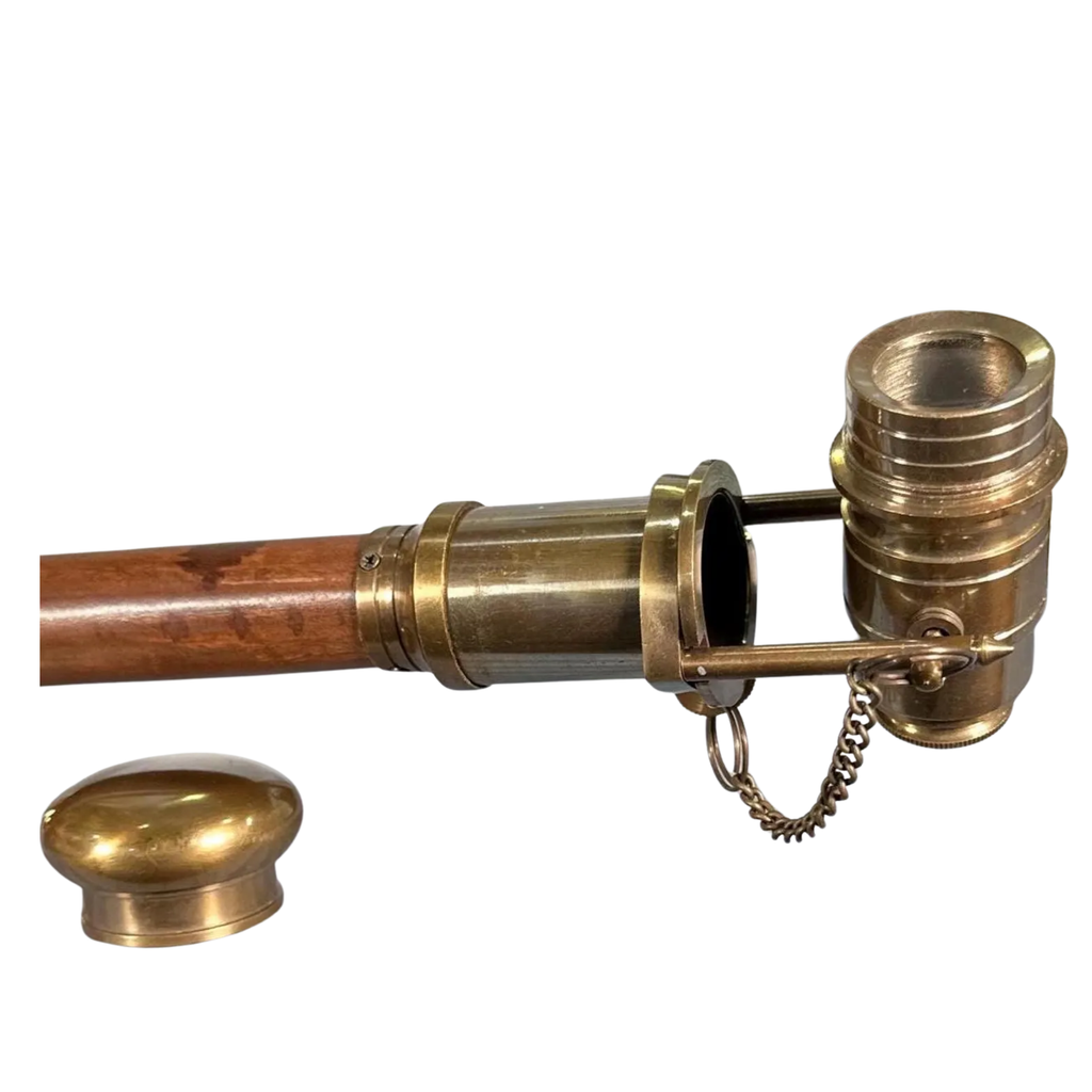 Antique Brass Spyglass Walking Cane - Nautical Telescope Vintage Walking Stick