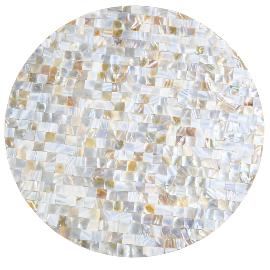 Mother of Pearl Side Table - Handcrafted Brass Accent | Luxury Bedside