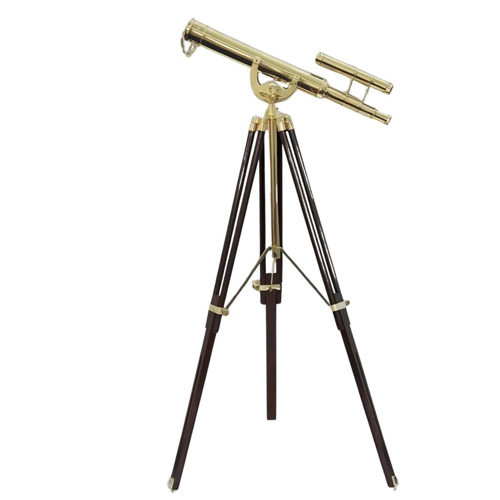 Personalized Brass Spyglass Telescope - Wooden Tripod Victorian Maritime Decor