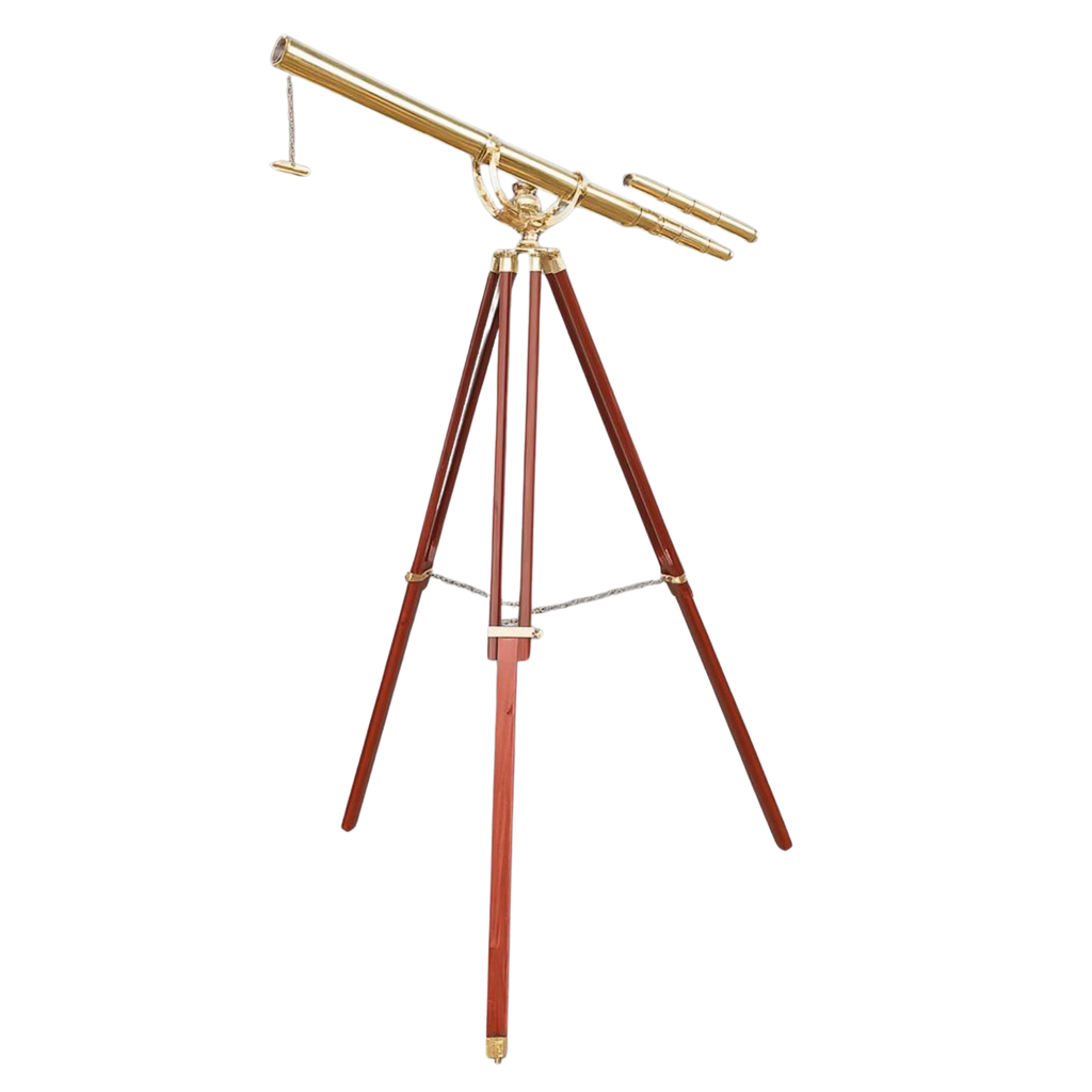Personalized Brass Spyglass Telescope - Wooden Tripod Victorian Maritime Decor