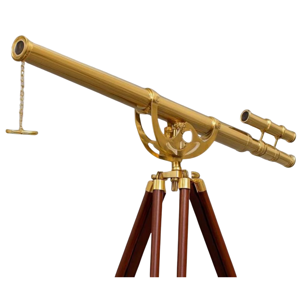 Personalized Brass Spyglass Telescope - Wooden Tripod Victorian Maritime Decor