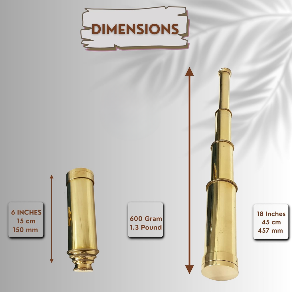 Brass Pirate Spyglass Telescope - 15x Magnification Blue Wooden Box Handheld