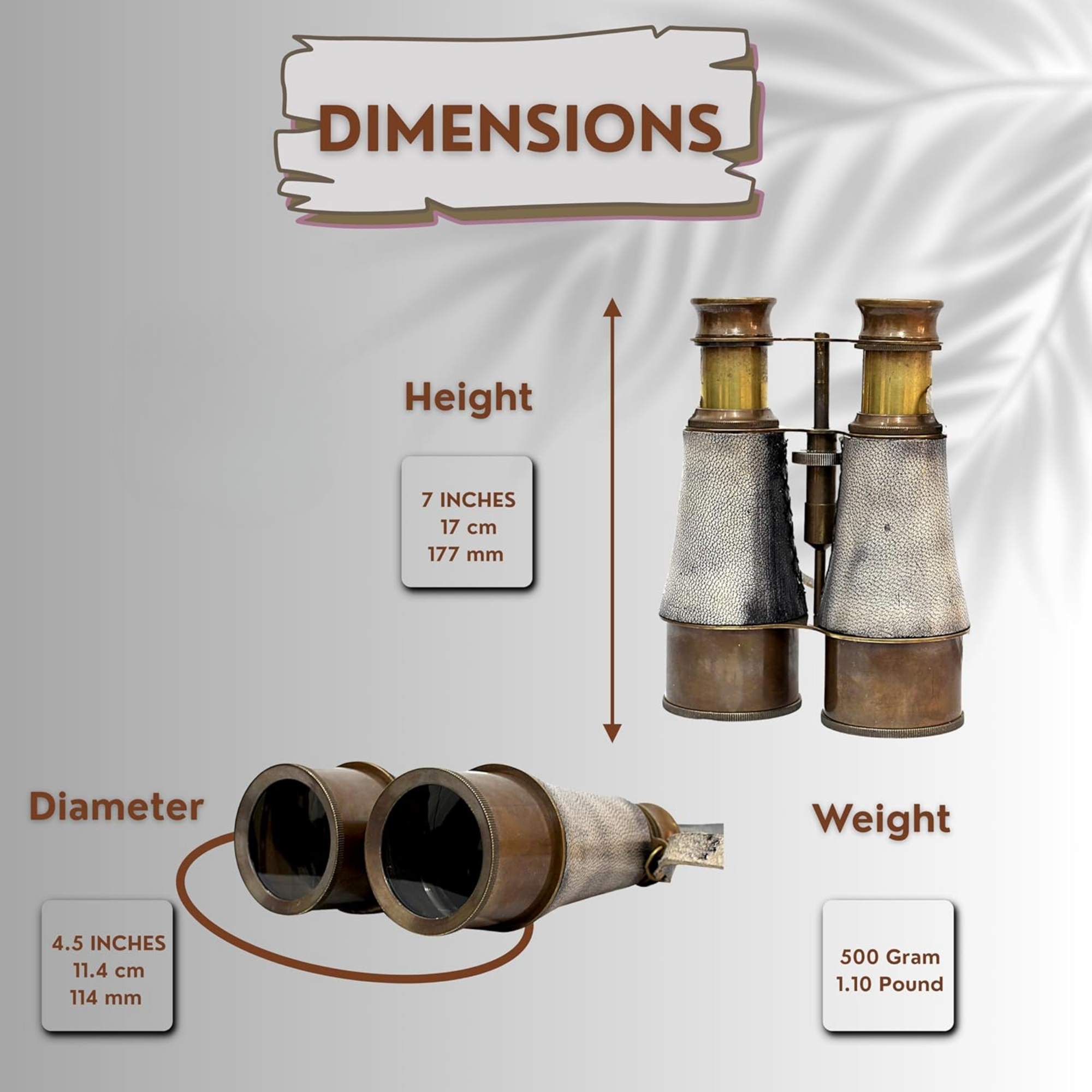 Brass Binocular Gray Leather Case - 15x Pirate Spotting Scope London 1915