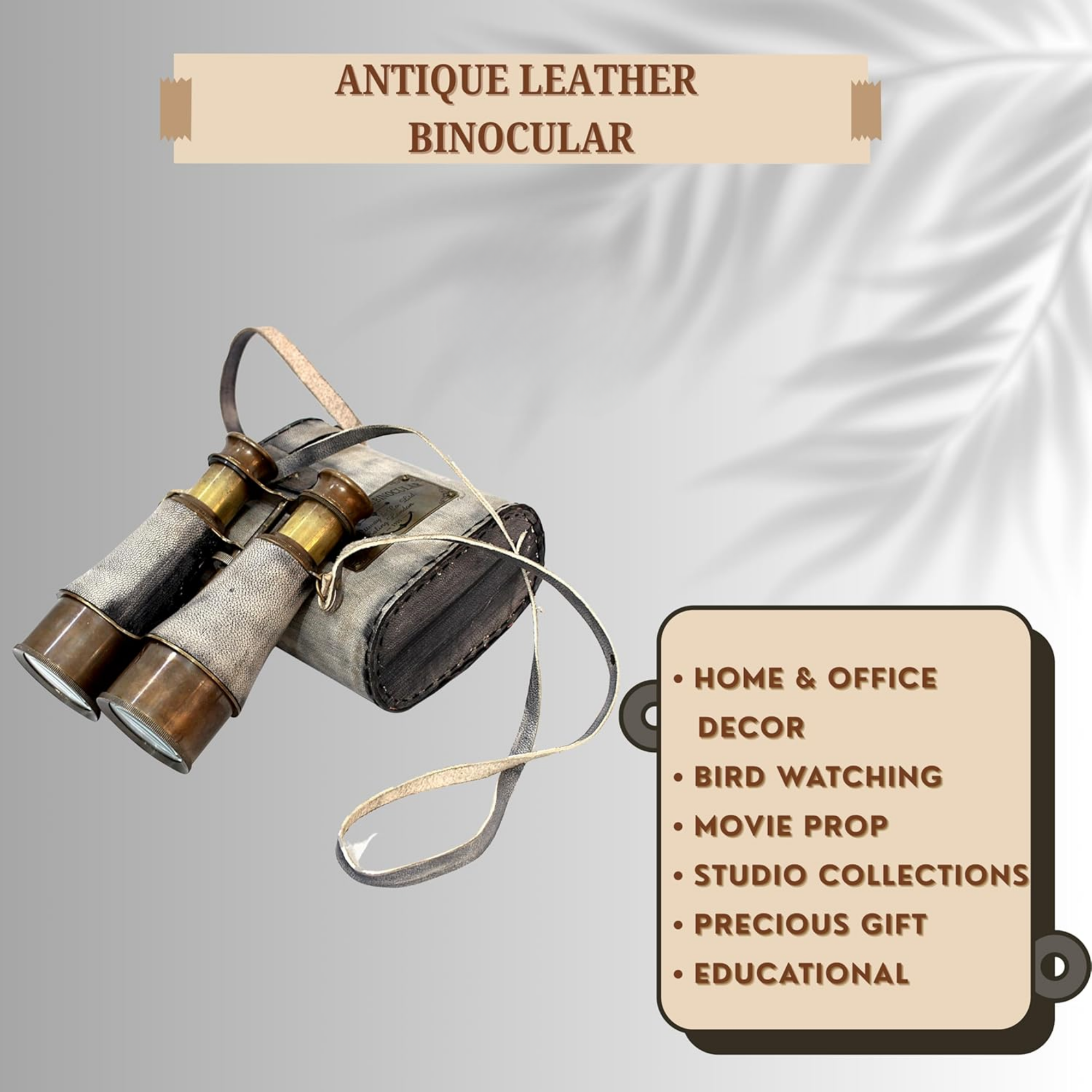 Brass Binocular Gray Leather Case - 15x Pirate Spotting Scope London 1915