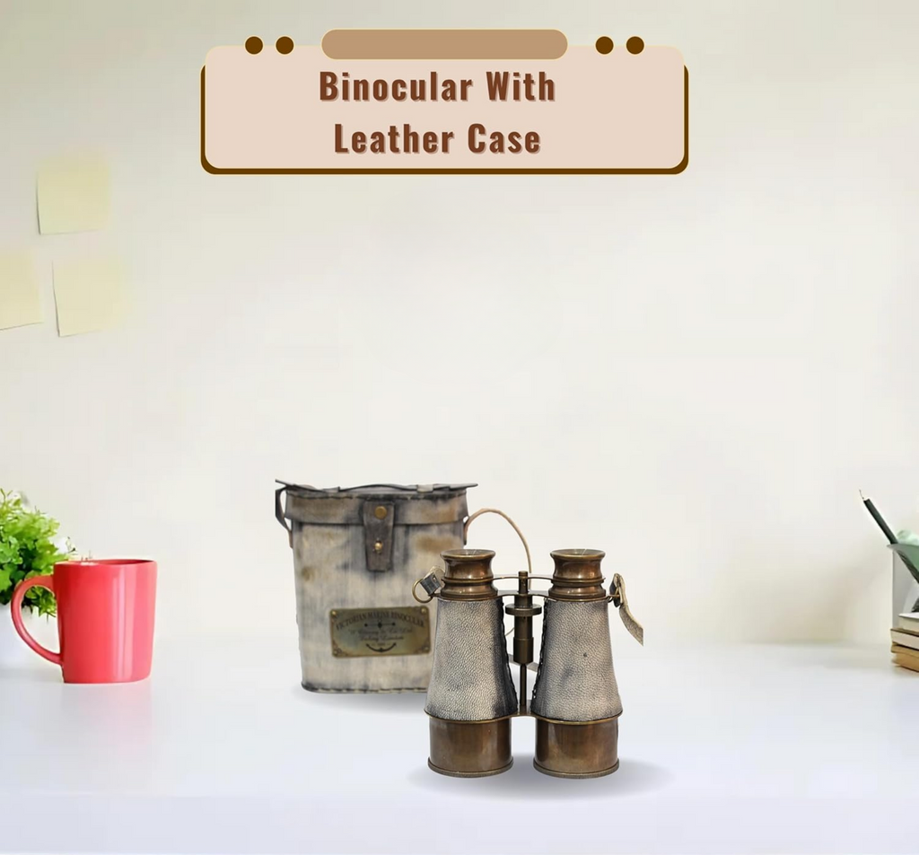 Brass Binocular Gray Leather Case - 15x Pirate Spotting Scope London 1915