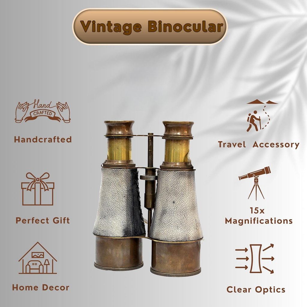 Brass Binocular Gray Leather Case - 15x Pirate Spotting Scope London 1915
