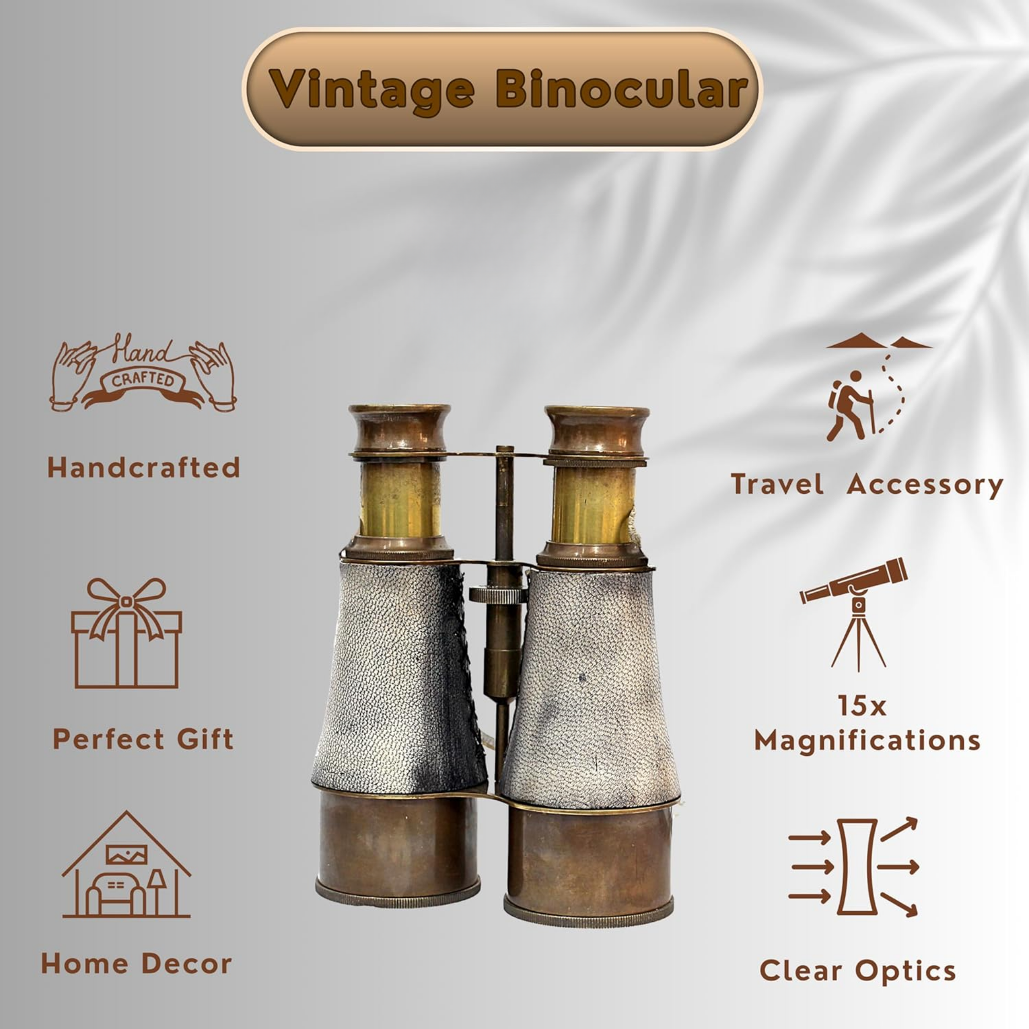 Brass Binocular Gray Leather Case - 15x Pirate Spotting Scope London 1915