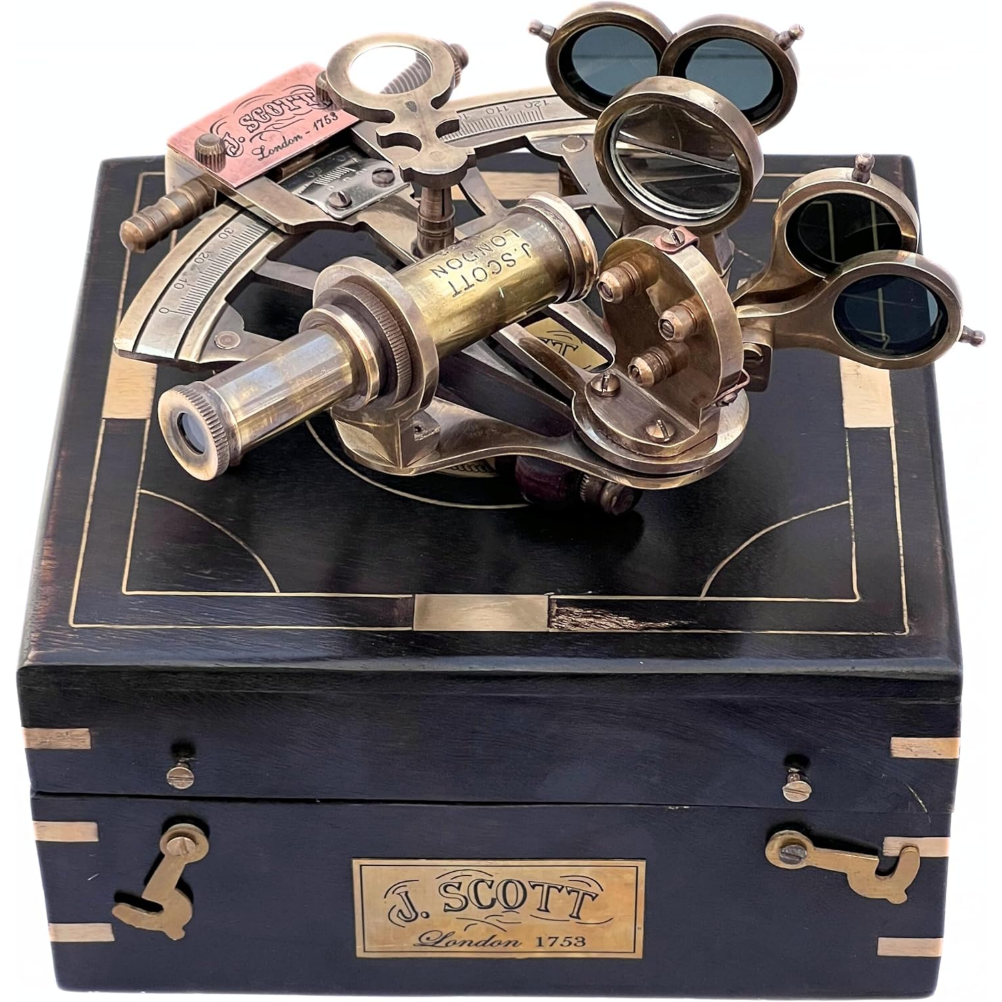 J Scott London Brass Sextant 5 Inch - Educational Calibrated Wooden Box