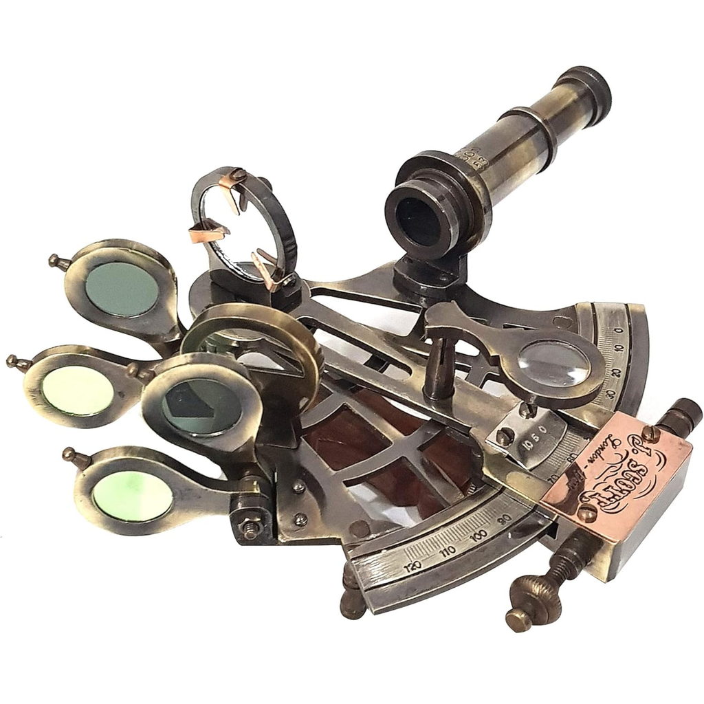 J Scott London Brass Sextant 5 Inch - Educational Calibrated Wooden Box