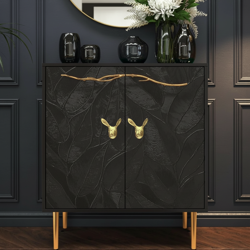 Shiny Brass Deer Head Cabinet Knobs – Animal Drawer Pulls for Home Office Furniture Kitchen Cabinets Dressers