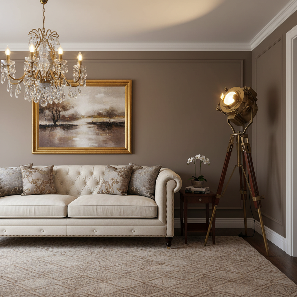 Antique Theater Tripod Marine Searchlight - LED Wooden Tripod Floor Lamp 45 Inch