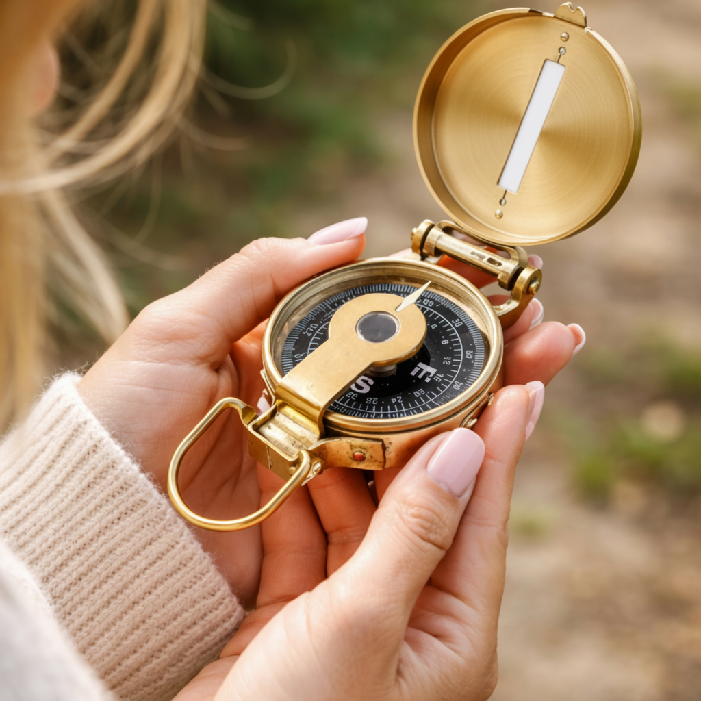 Brass nautical lansatic compass navigational collectible gift for marine vintage collections