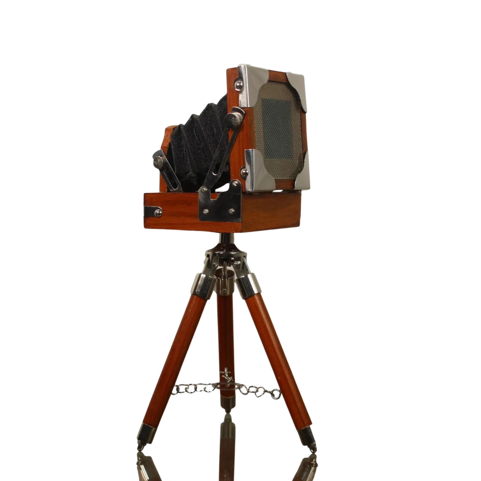 Vintage Wooden Camera Replica on Tripod - Antique Bellows Camera Photography Prop Decor