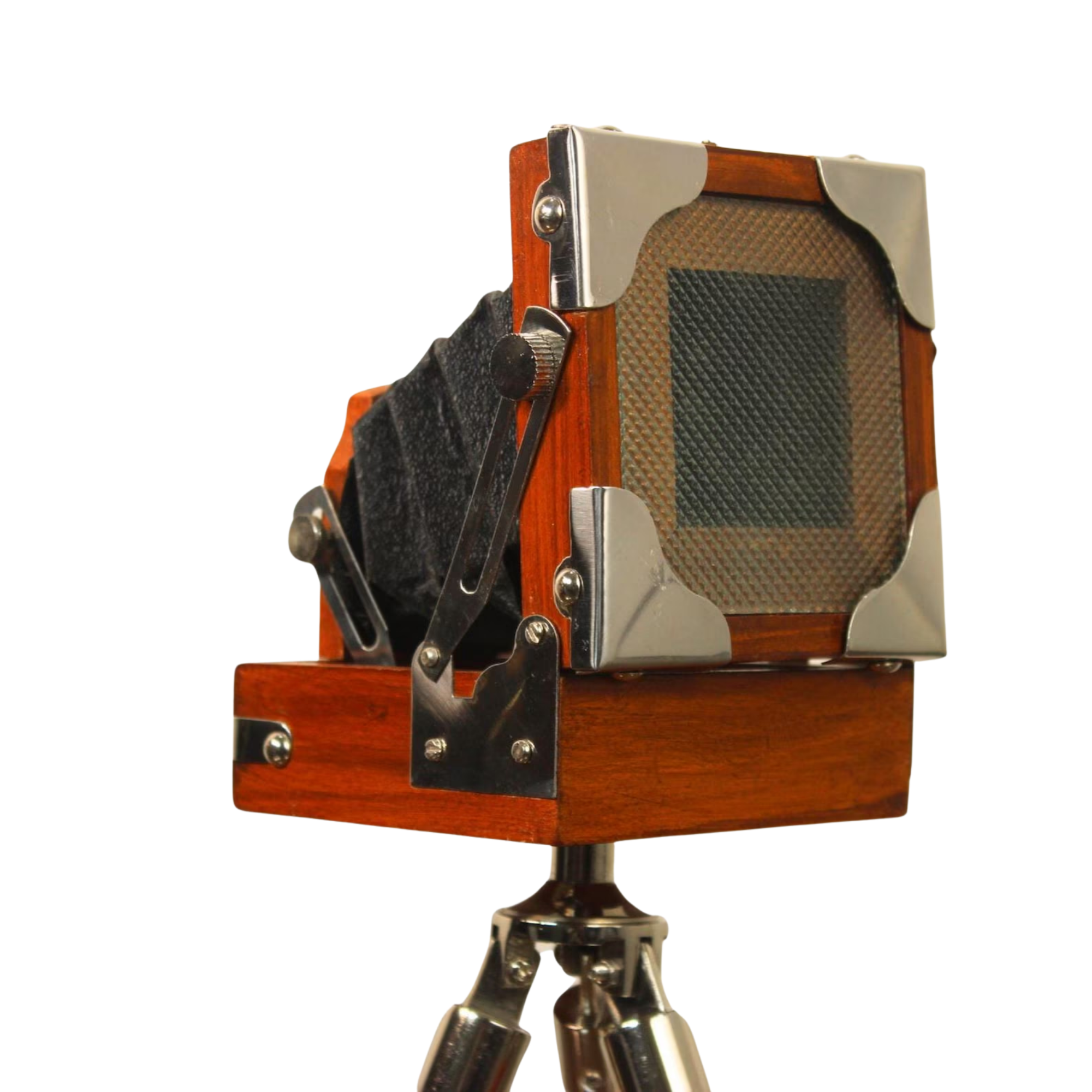 Vintage Wooden Camera Replica on Tripod - Antique Bellows Camera Photography Prop Decor