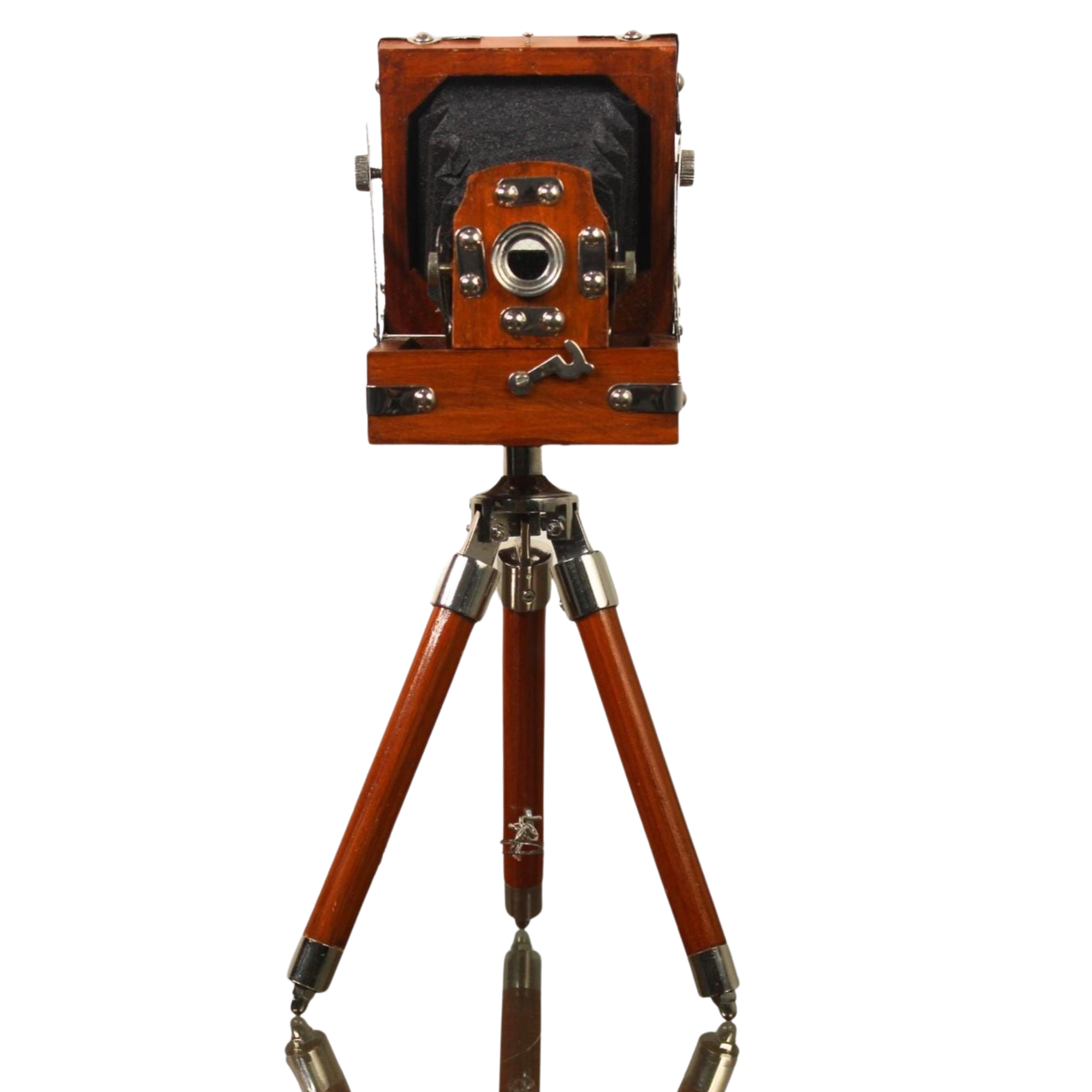 Vintage Wooden Camera Replica on Tripod - Antique Bellows Camera Photography Prop Decor