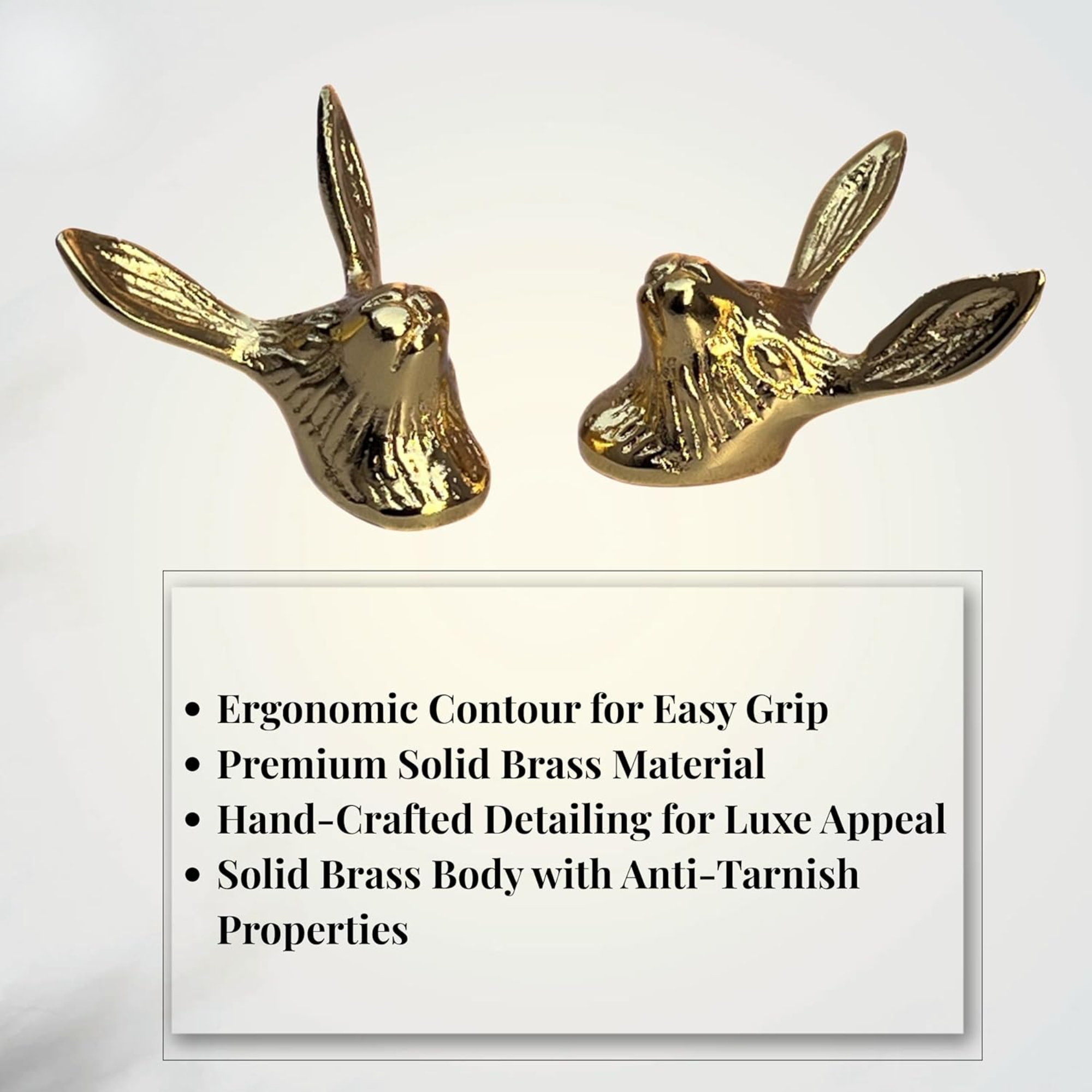 Shiny Brass Deer Head Cabinet Knobs – Animal Drawer Pulls for Home Office Furniture Kitchen Cabinets Dressers