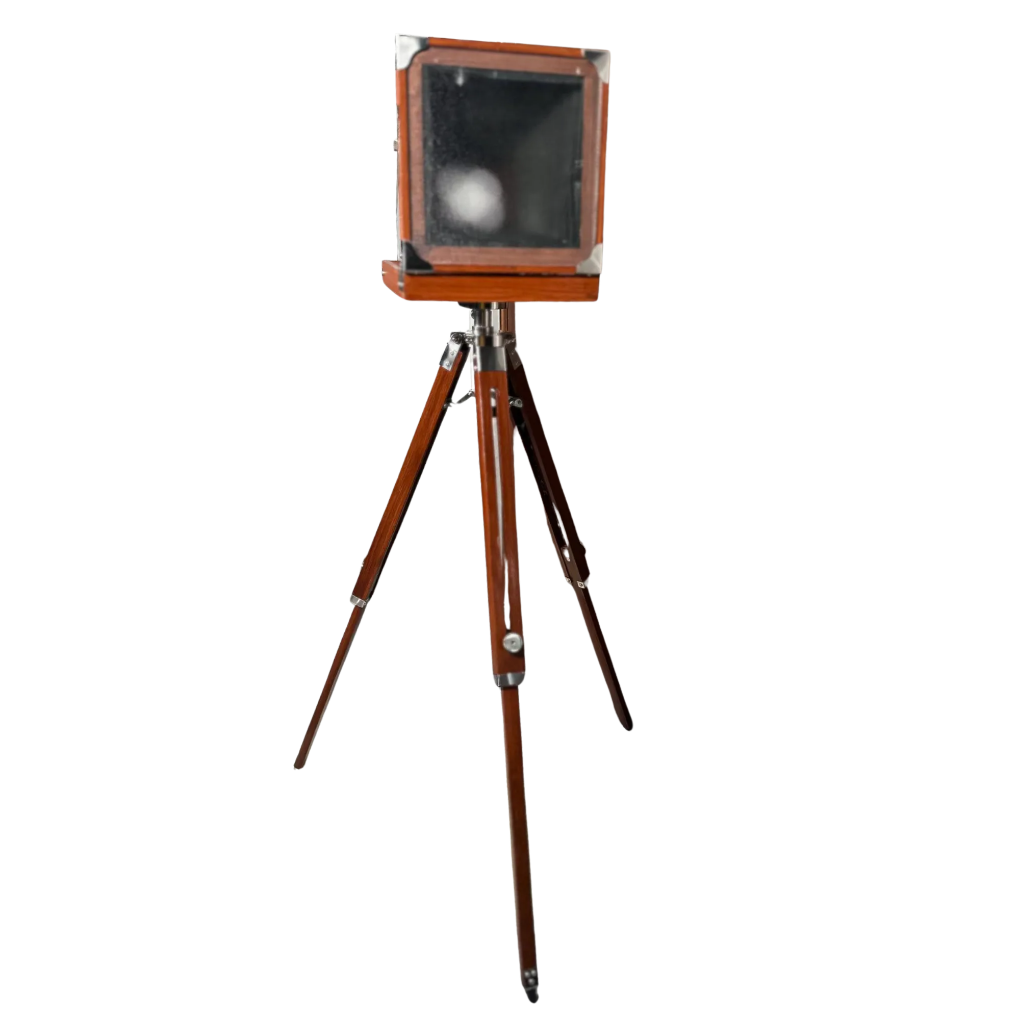 Vintage Decorative Camera with Wooden Tripod - Retro Photography Rustic Decor 45 Inch