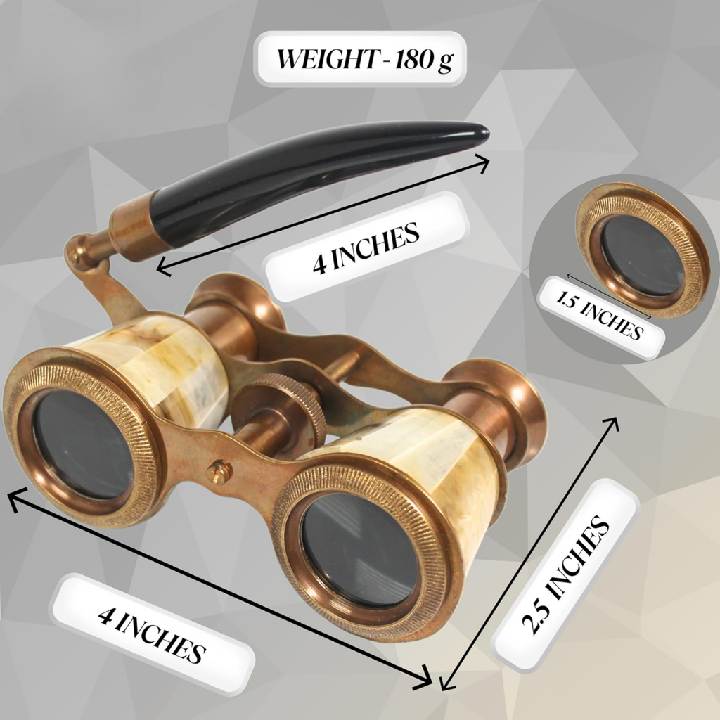 Vintage Opera Glasses with Horn Handle - Antique Brass Theater Binoculars Gift