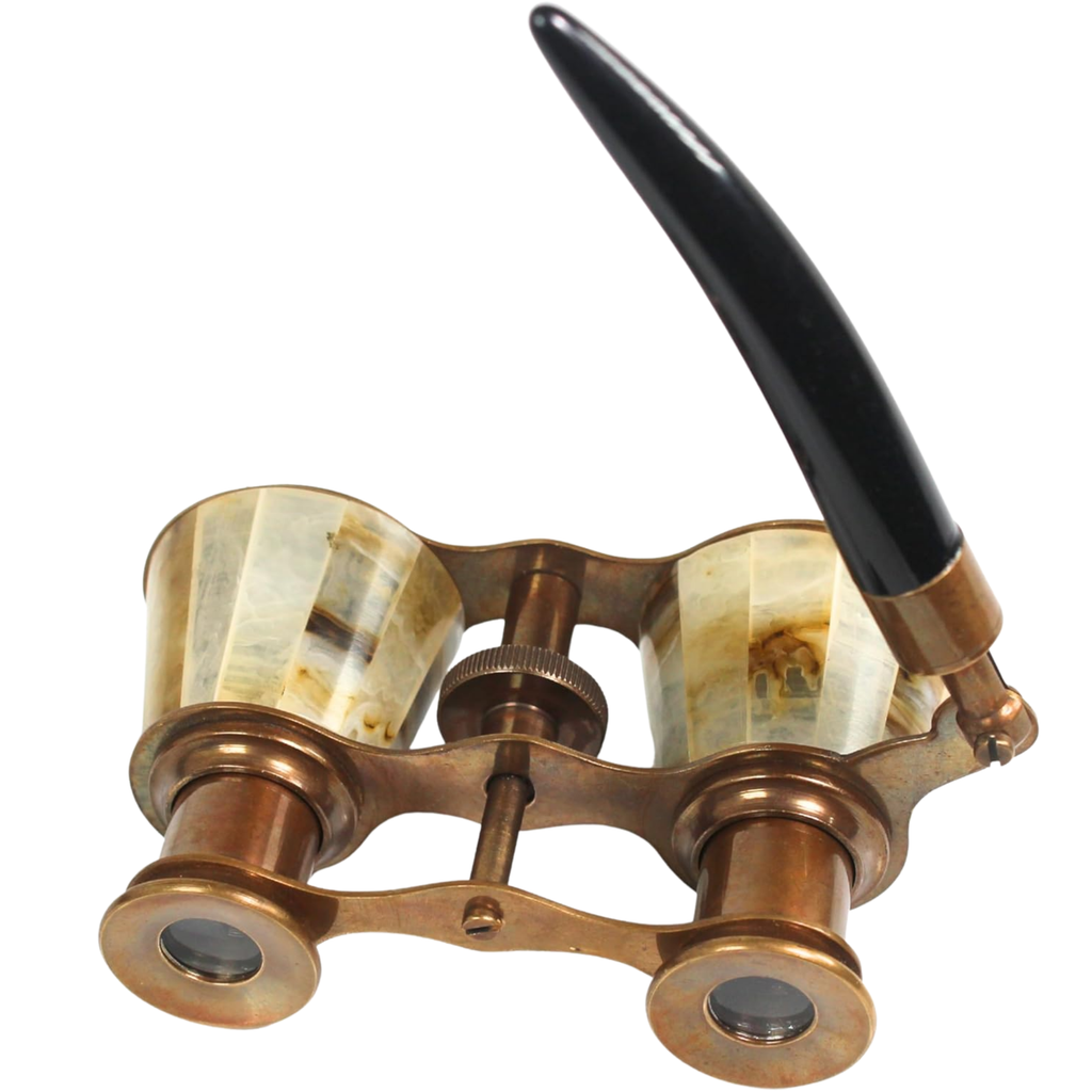 Vintage Opera Glasses with Horn Handle - Antique Brass Theater Binoculars Gift