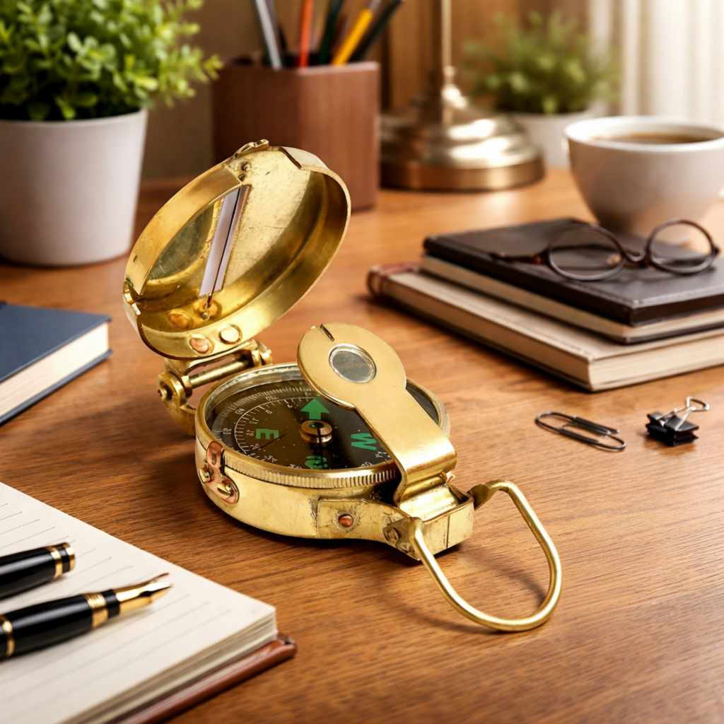 Brass nautical lansatic compass navigational collectible gift for marine vintage collections