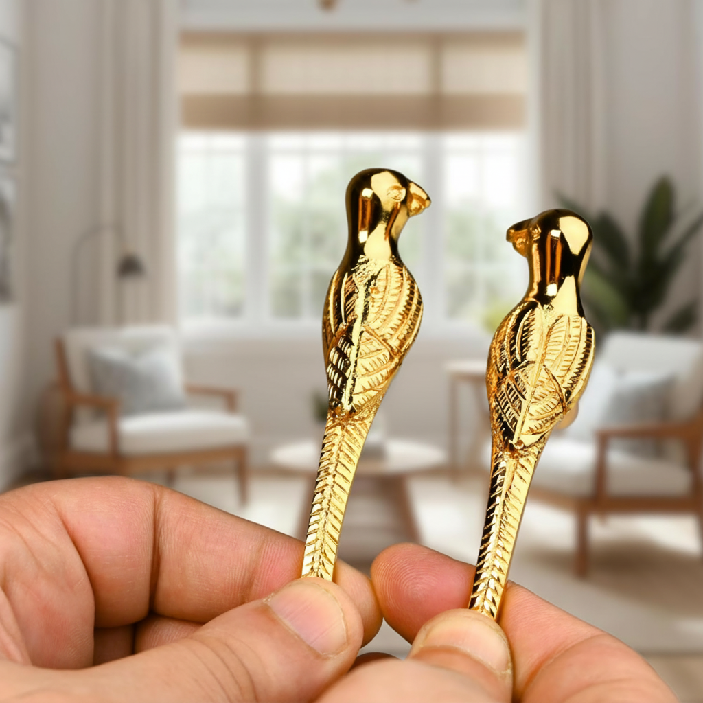Handcrafted Brass Parrot Knobs – Golden Bird Cabinet Pulls & Decorative Handles for Wardrobe, Kitchen Drawers, Cupboards & Vintage Furniture