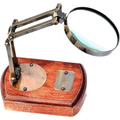 Antique Brass Magnifying Glass - Watkins & Hills 1805 Wooden Base Desk Decor