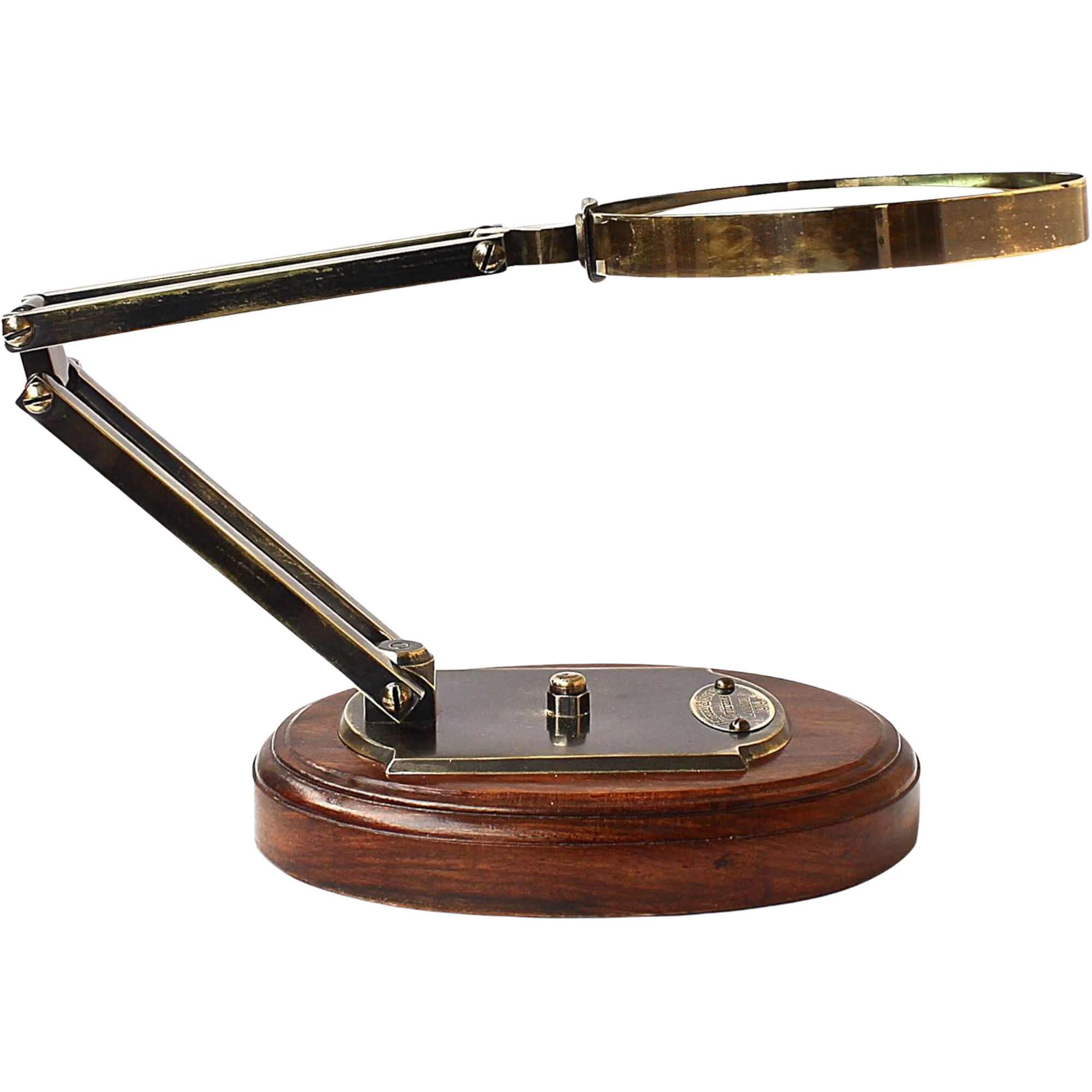 Barraud & Sons London Brass Magnifying Glass - Wooden Base Desktop Accessory