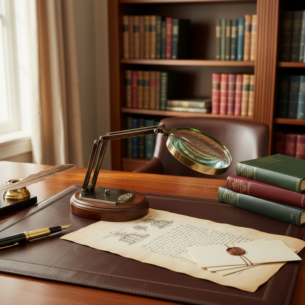 Barraud & Sons London Brass Magnifying Glass - Wooden Base Desktop Accessory