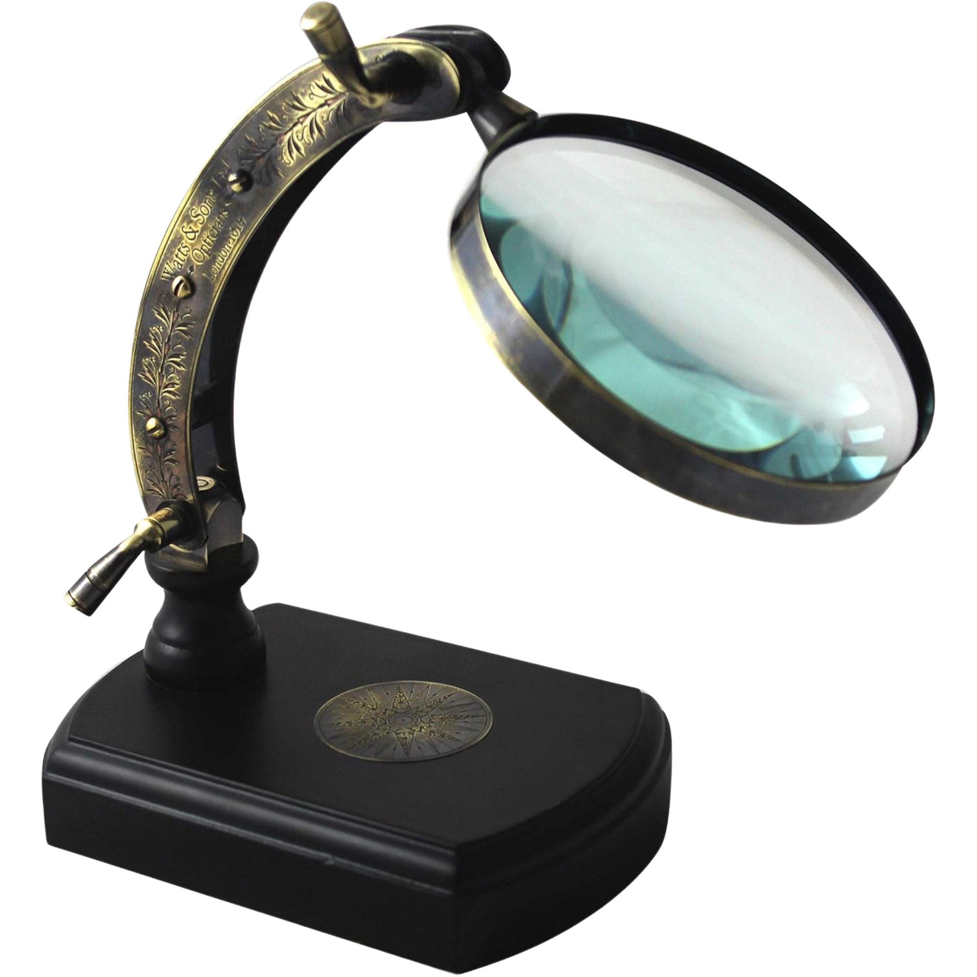 Vintage Brass Magnifying Glass with Wooden Stand - Foldable 9x6 Inch Map Reader