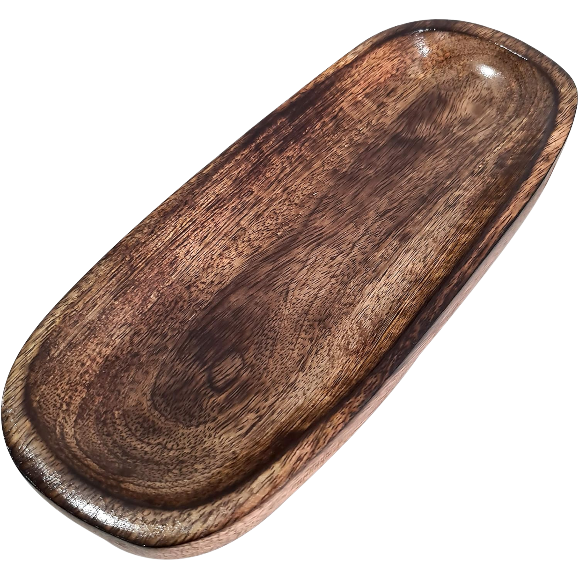 Rustic Wooden Serving Platter Trays Set of 3 - Mango Wood Grain 10x4 Inch