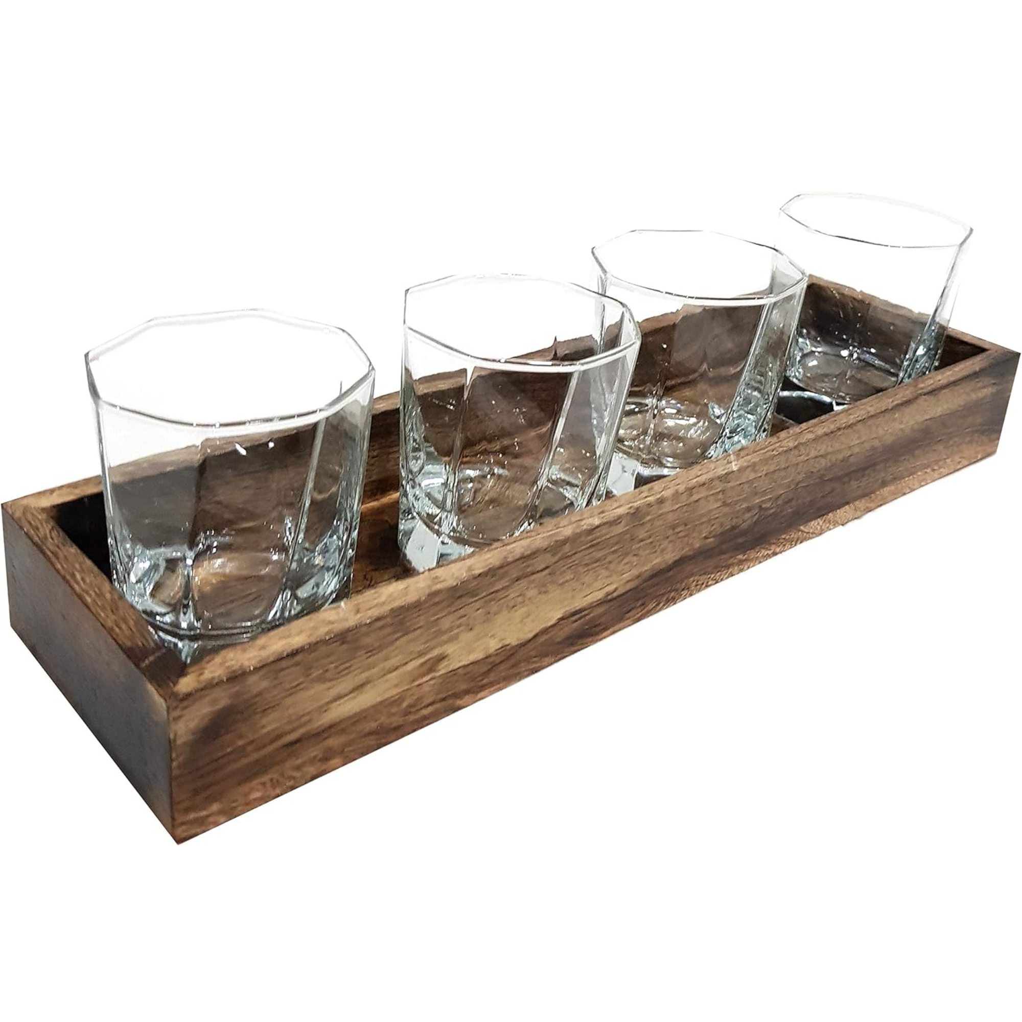 Wooden Rectangular Tray Long Narrow - Natural Rustic Appetizer Platter 15x4 Inch