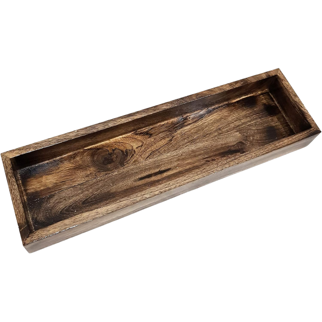 Wooden Rectangular Tray Long Narrow - Natural Rustic Appetizer Platter 15x4 Inch