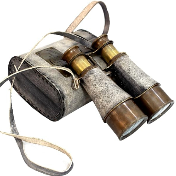 Brass Binocular Gray Leather Case - 15x Pirate Spotting Scope London 1915