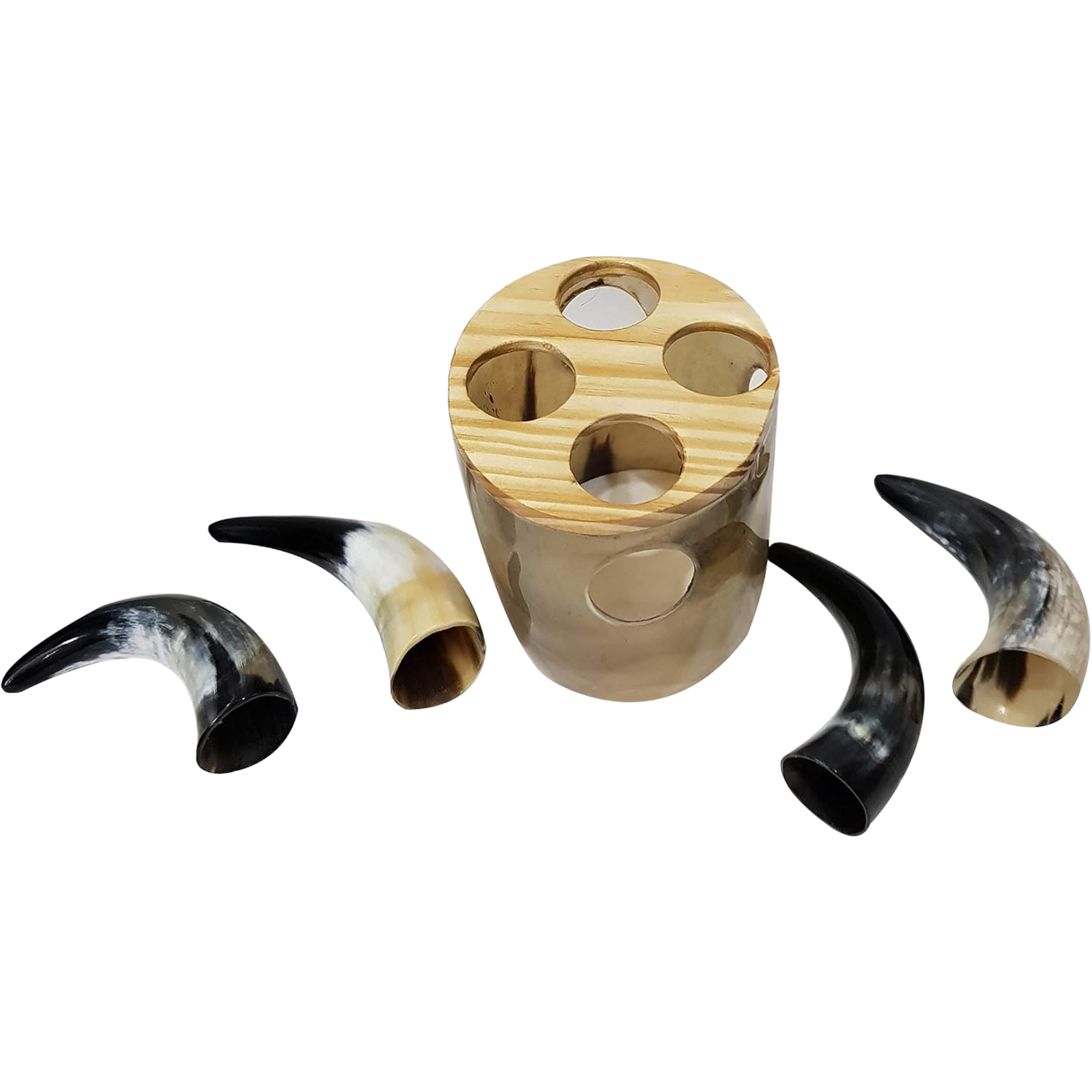 Viking Drinking Horn with Stand Set of 4 - Authentic Norse Ale Cups