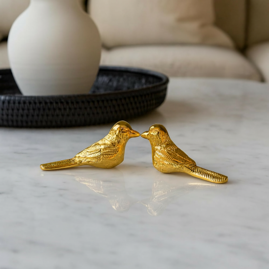 Artisan Brass Bird Knobs – Set of 2 Golden Cabinet Pulls & Decorative Handles for Cupboards, Dressers, Wardrobes and Kitchen Furniture