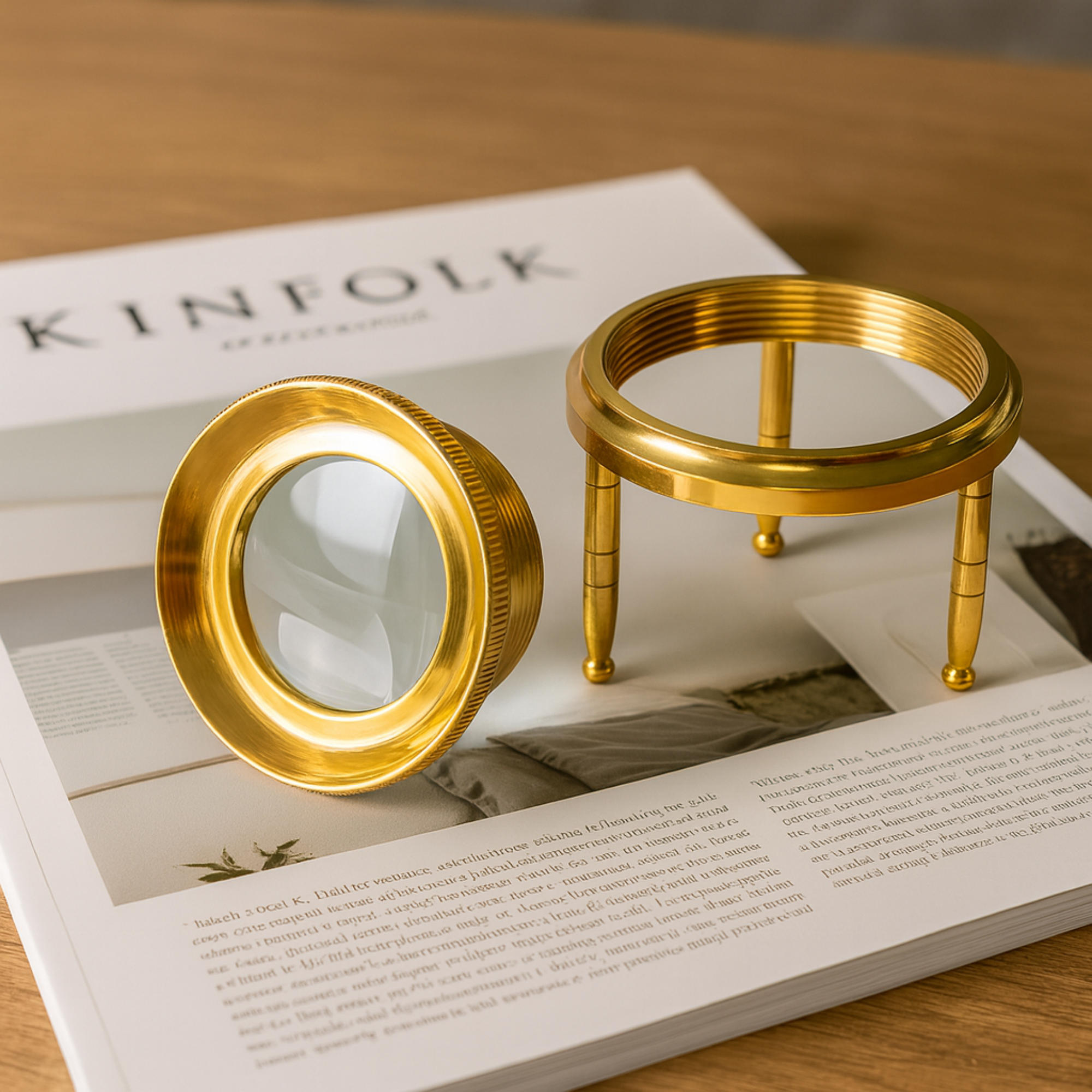 Brass Magnifying Glass with Tripod Stand - Vintage Desk Decor | 3x Magnification