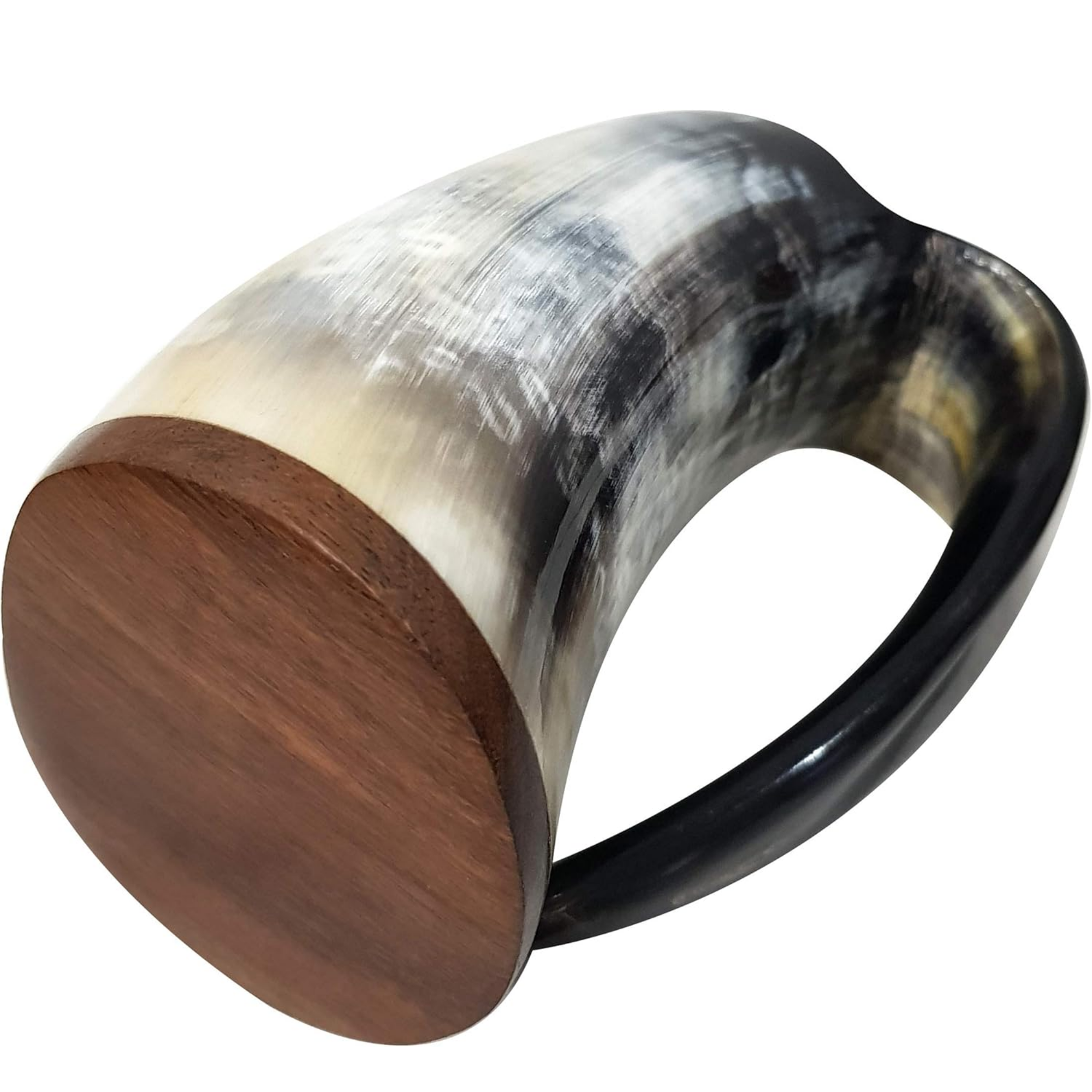 Vintage Viking Horn Mugs Set of 4 - Handmade Grey Ox Horn Tankards 200ml