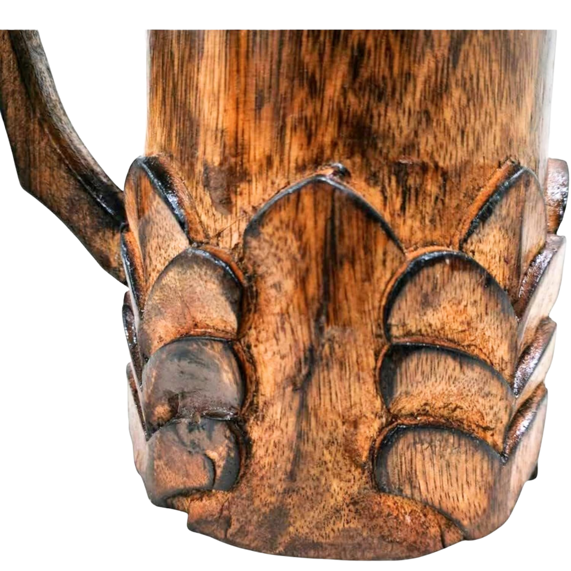 Handcrafted Wooden Mug with Handle - Floral Cut Design Viking Renaissance Tankard