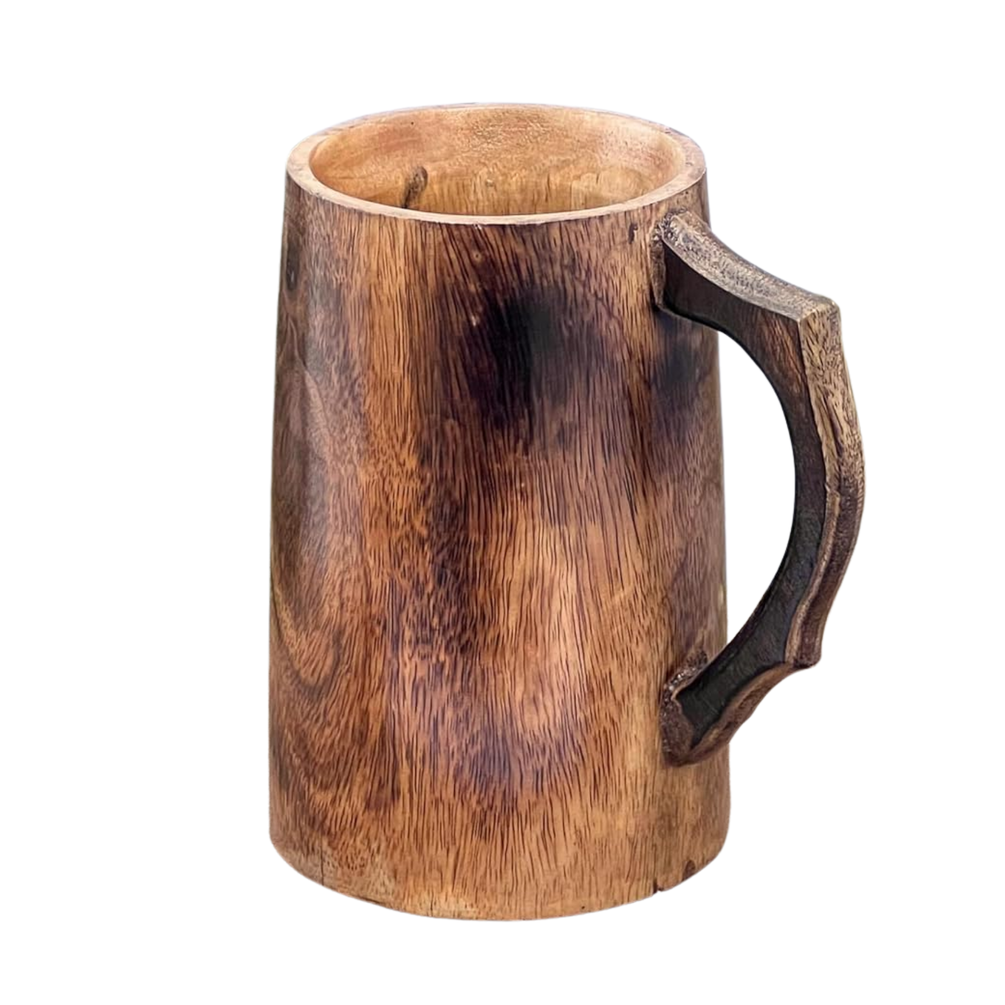 Wooden Mug with Spartan Warrior Helmet - Rustic Mango Wood Viking Tankard 470ml