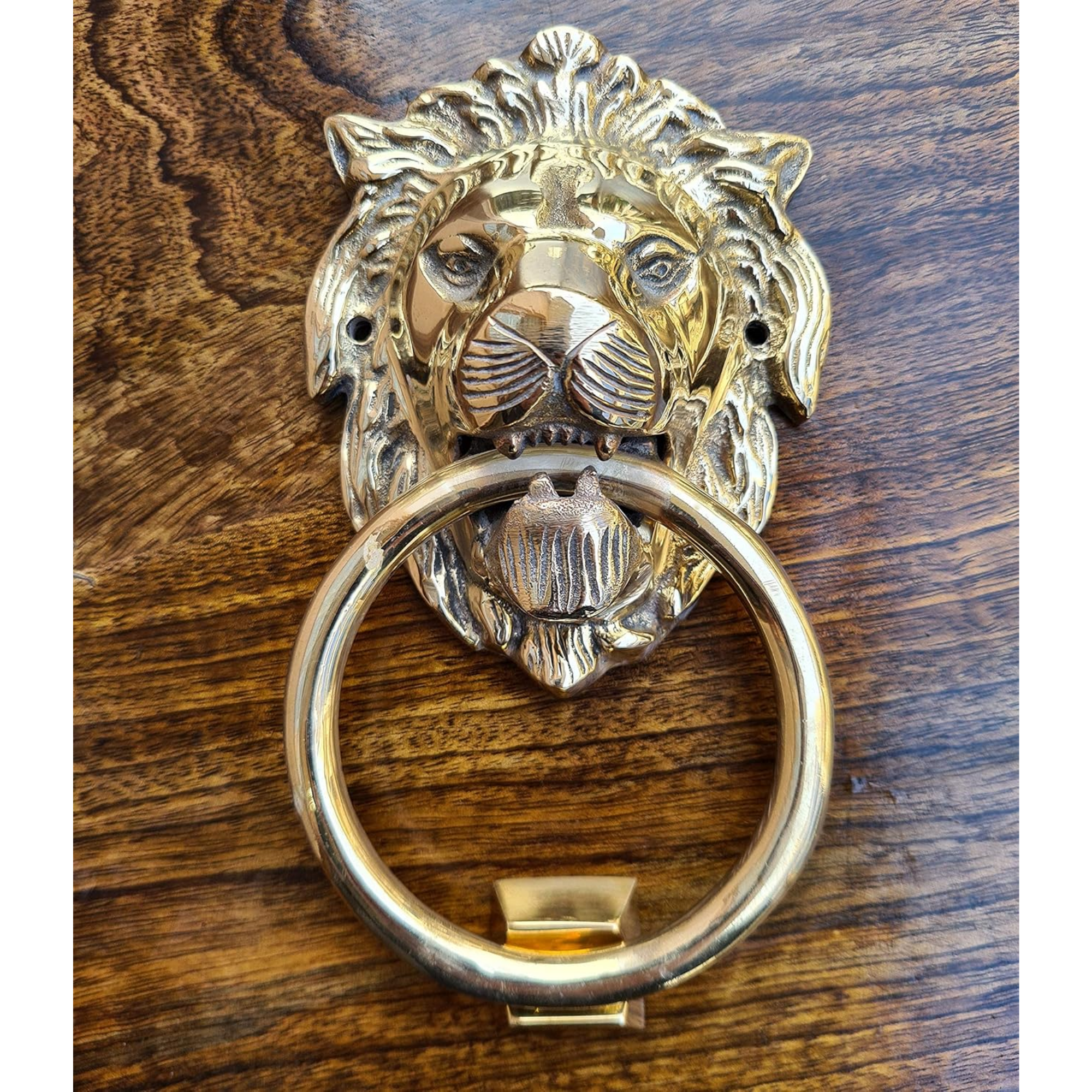 Vintage Brass Lion Door Knocker - Authentic Gate Handle Pull Home Decor